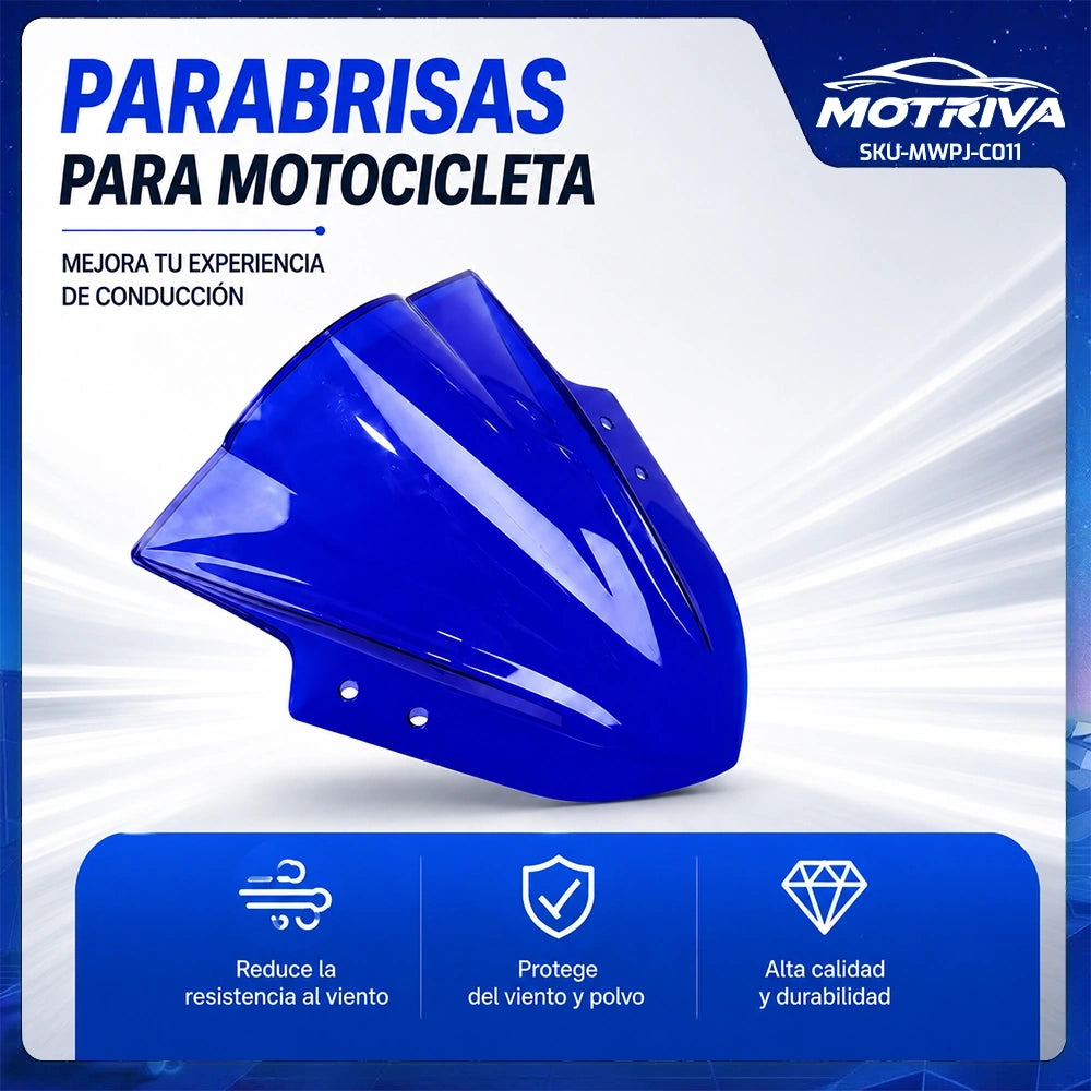Parabrisas Azul para Motocicleta de PC Resistente al Viento y Polvo | SKU MWPJ-C011