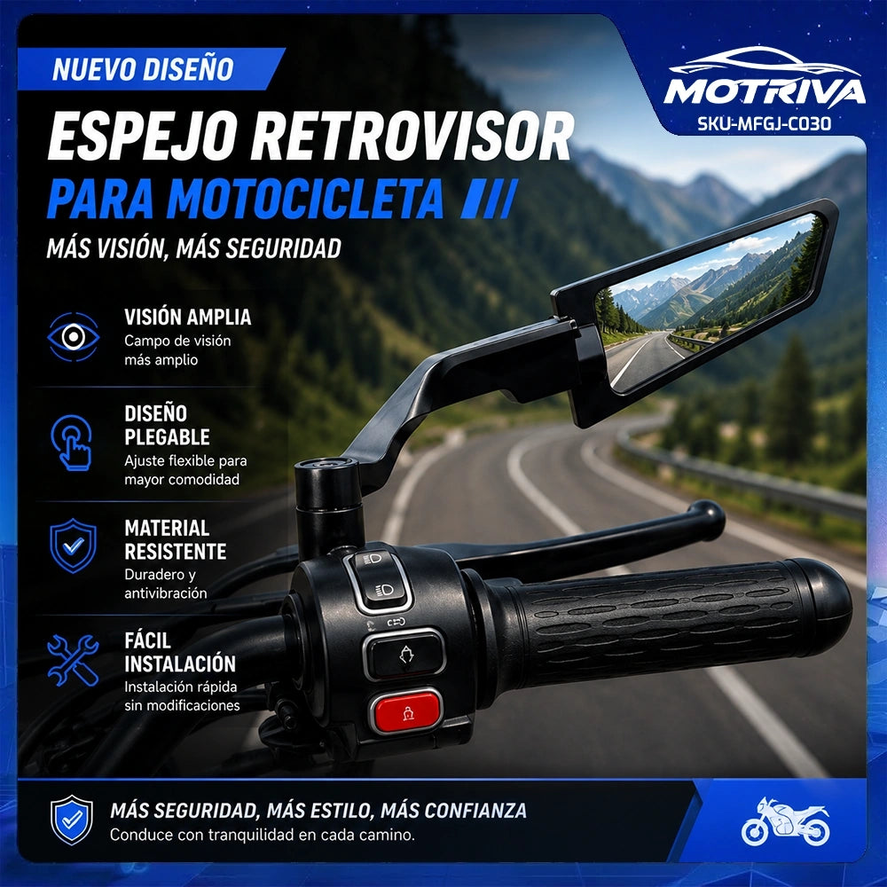 MOTRIVA Espejo Retrovisor Plegable para Motocicleta