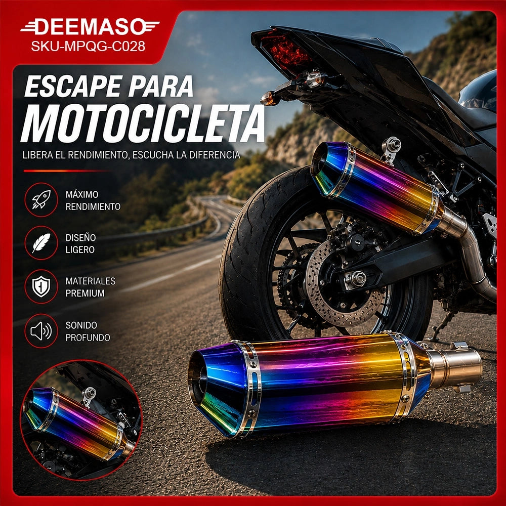 Escape DEEMASO para Motocicleta Tornasol Pequeño Hexagonal con Silenciador | 370x150mm | MPQG-C028