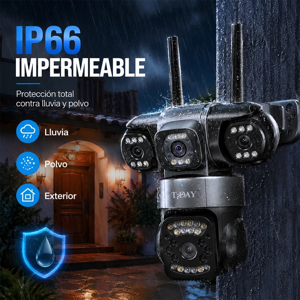 Cámara WiFi T-DAY FSJK-A013 Tres Lentes 2MP V380 Impermeable