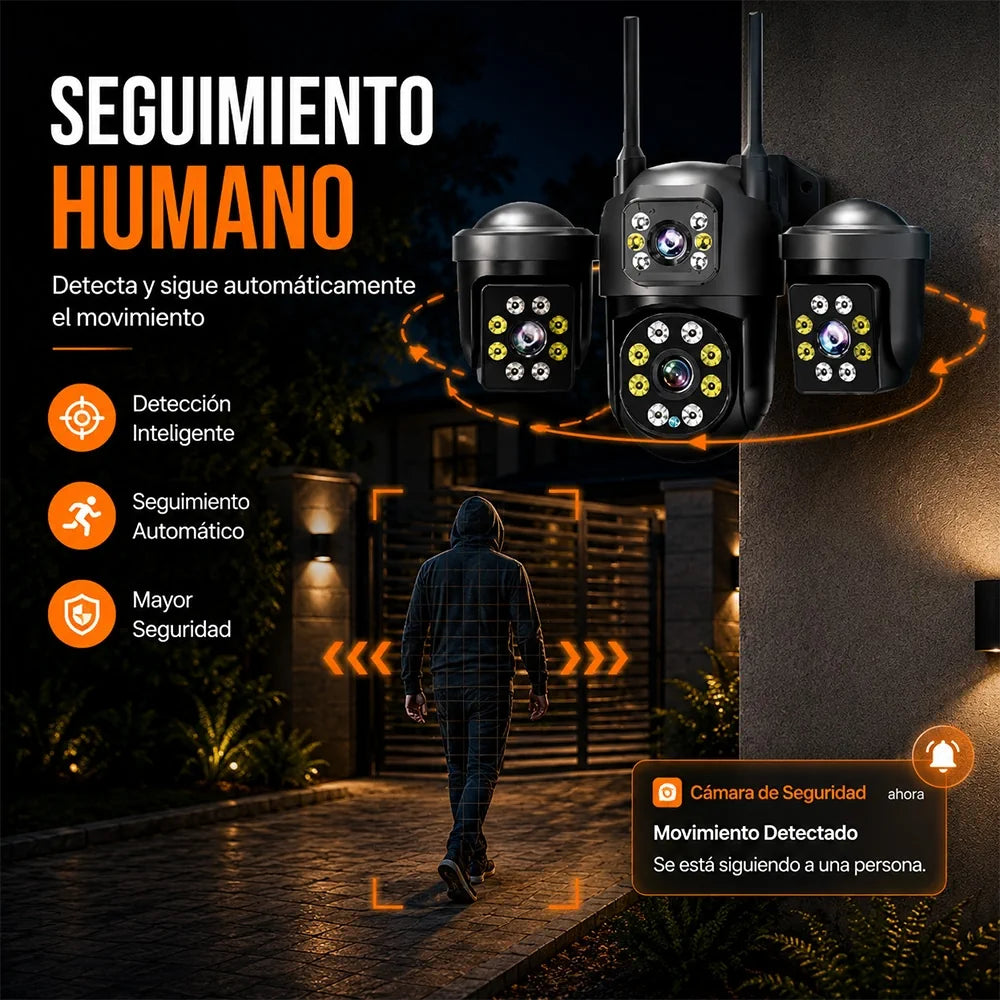 Cámara WiFi T-DAY FSJK-A025 12MP Impermeable con Rotación 360° y Alarma