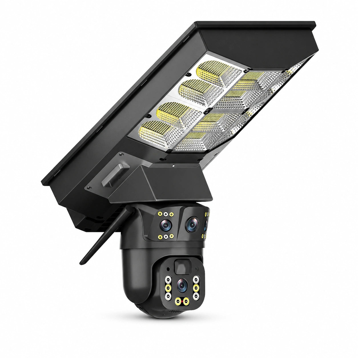TDAY Cámara Solar 4G V380 TYJK-A007 Tres Lentes con Panel Solar 11W y 240 Luces LED