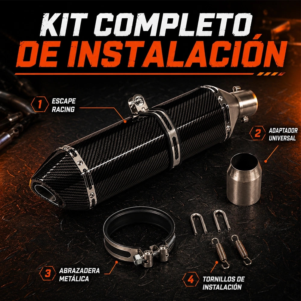 Escape Deportivo DEEMASO MPQG-C001 para Motocicleta con Diseño Fibra de Carbono y Silenciador