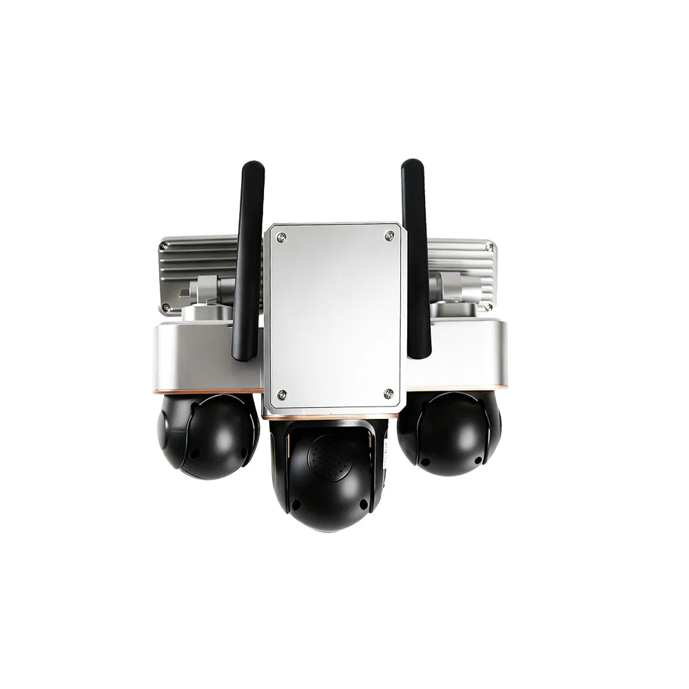 TDAY Cámara Solar 4G 12MPX Tres Lentes TYJK-A005 con 3 Luces de 200W IP67