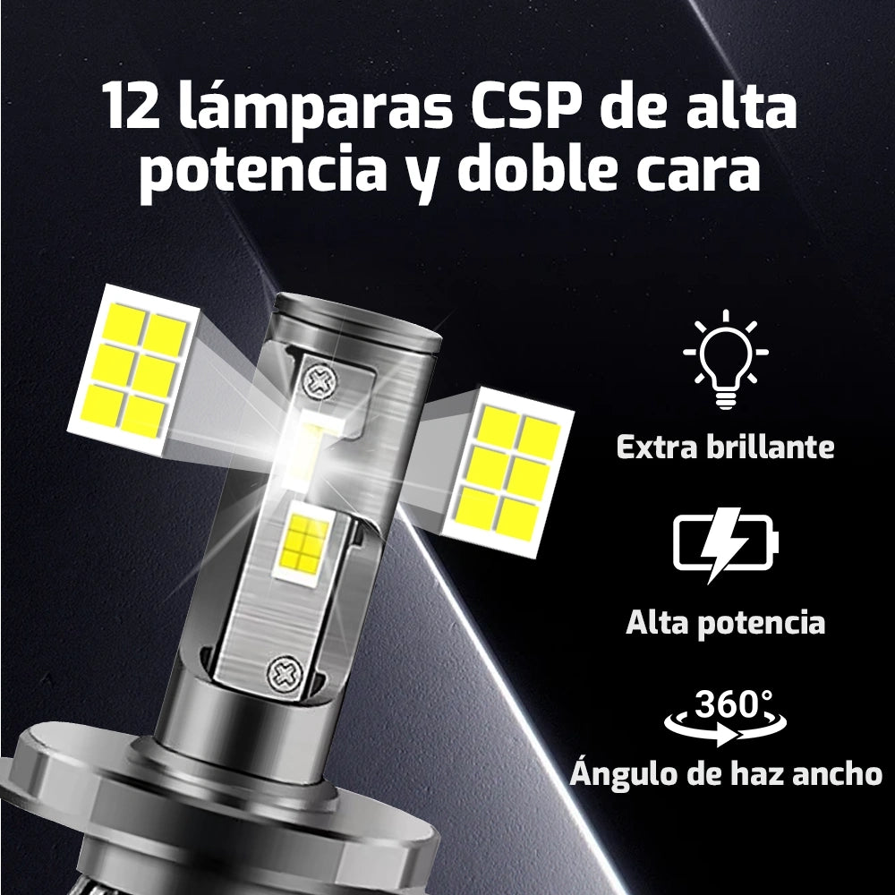 Bombilla LED H11 para Auto, 120W 12000LM, Luz Alta y Baja, Kit de 2 Unidades