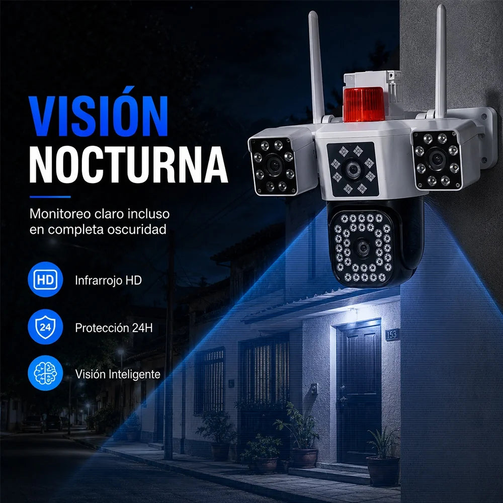 Cámara WiFi T-DAY FSJK-A024 Tres Lentes 4MP con Alarma e Impermeable