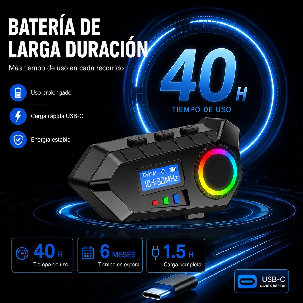 MTMAX Y30 Auricular Bluetooth para Moto con Radio FM