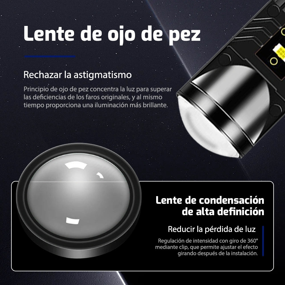 Faro LED Y6 H4 para Auto Doble Luz 160W 20000LM con Lente Grande