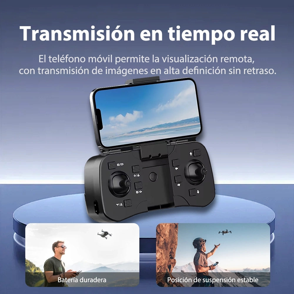 Drone R2 con Doble Cámara + Batería Extra|Plegable con Estabilización por Flujo Óptico