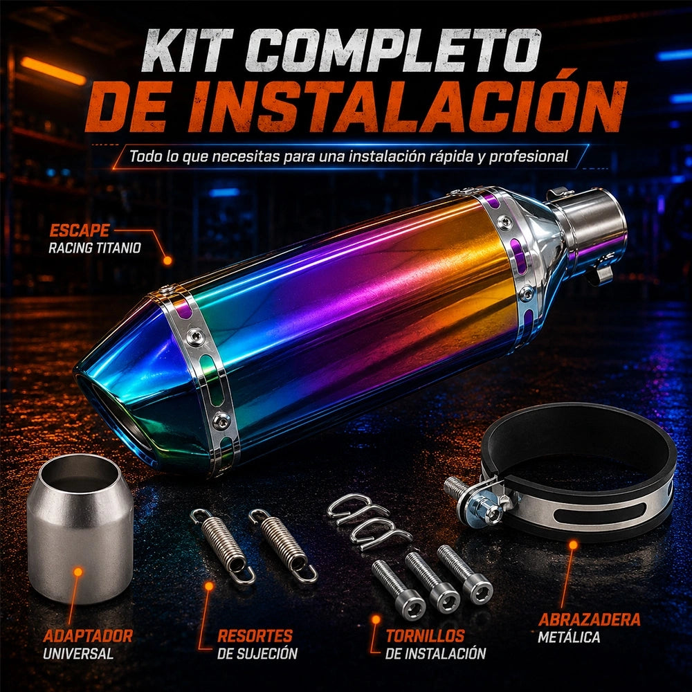 Escape DEEMASO para Motocicleta Tornasol Pequeño Hexagonal con Silenciador | 370x150mm | MPQG-C028