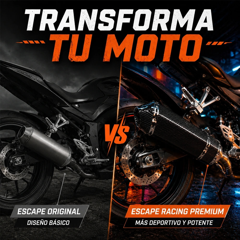 Escape Deportivo DEEMASO MPQG-C001 para Motocicleta con Diseño Fibra de Carbono y Silenciador