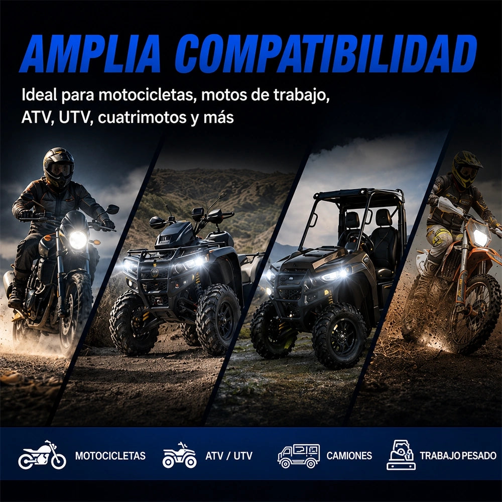 Faro LED H4 para Motocicleta DEEMASO con Alta/Baja, Luz Blanca y Aro Amarillo