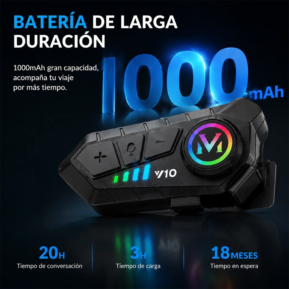 Auricular Bluetooth MTMAX Y10 para Casco con Micrófono