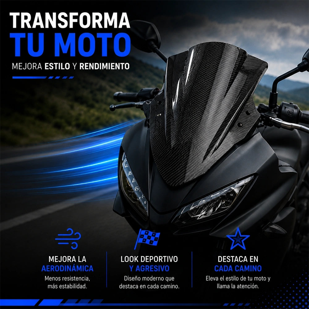 Parabrisas Deportivo DEEMASO para Motocicleta en PC | Color Carbono MWPJ-C016