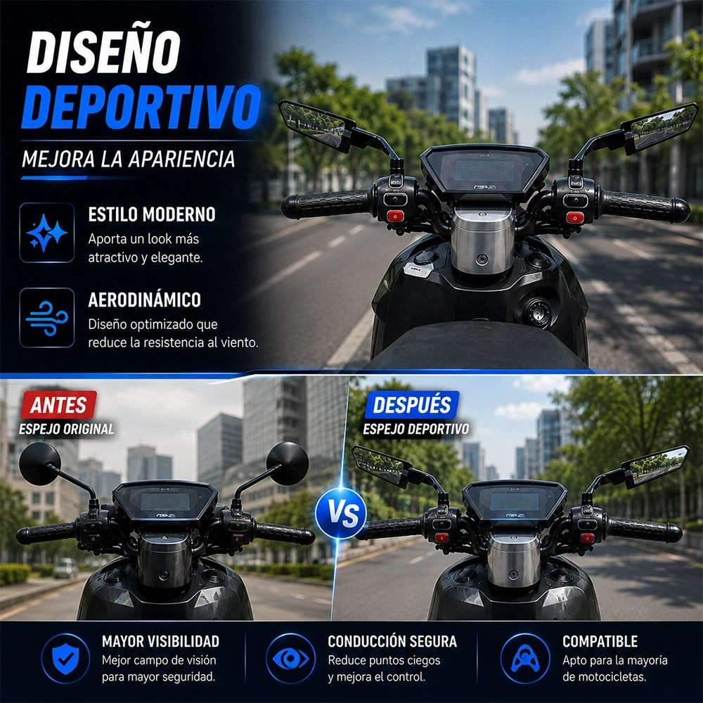 MOTRIVA Espejo Retrovisor Plegable para Motocicleta