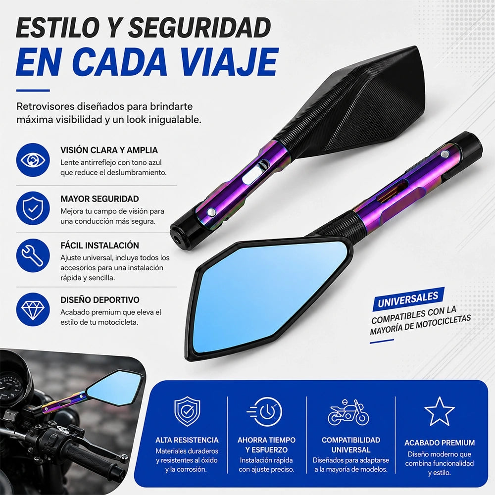 Espejos Retrovisores para Moto Motriva – Visión Amplia y Material Resistente