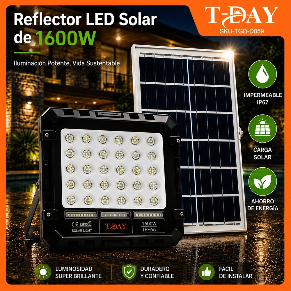 T-DAY Reflector Solar LED 1600W en ABS con Control Remoto