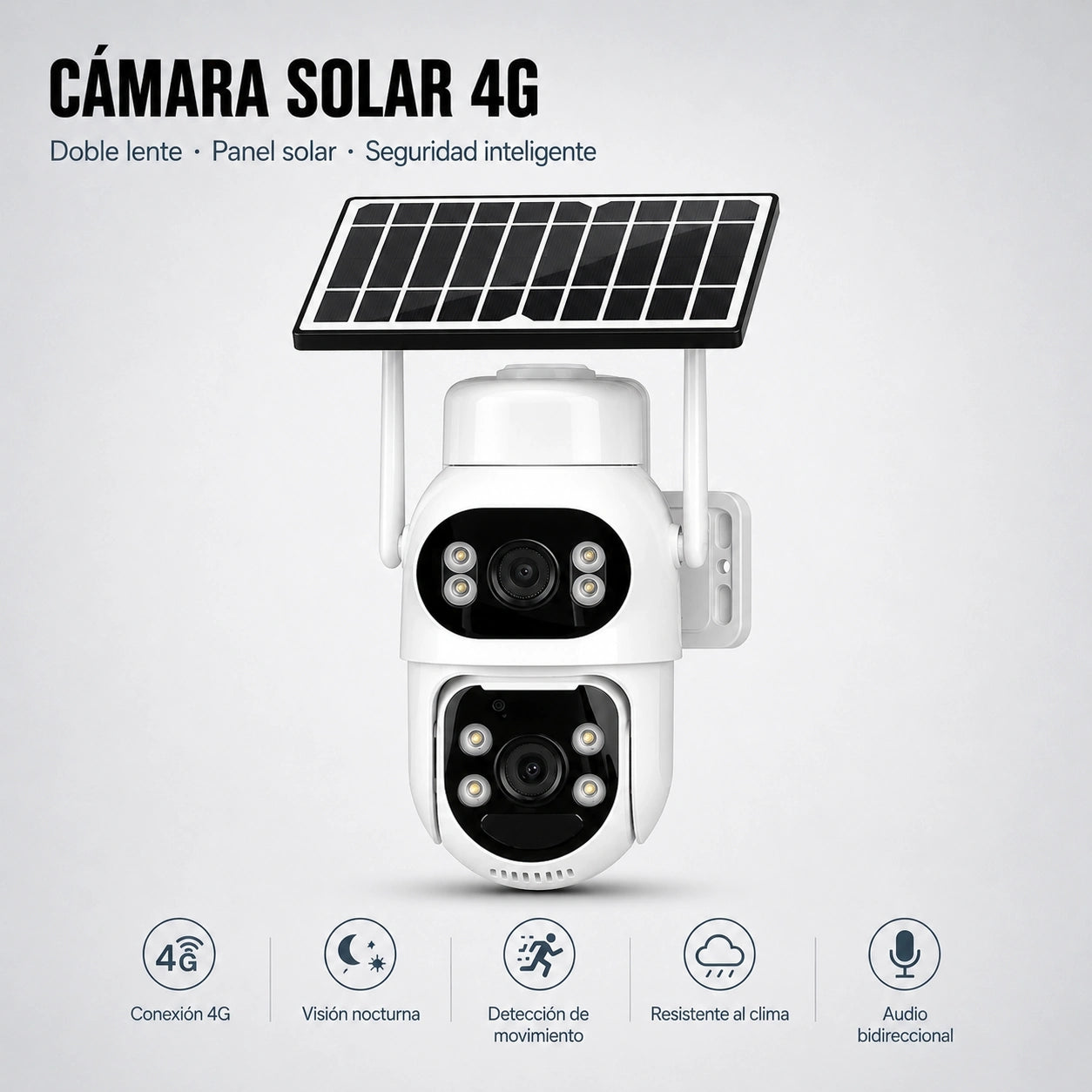 TDAY Cámara Solar de Seguridad 4G TYJK-A002-LKSE con Panel Solar y Doble Lente