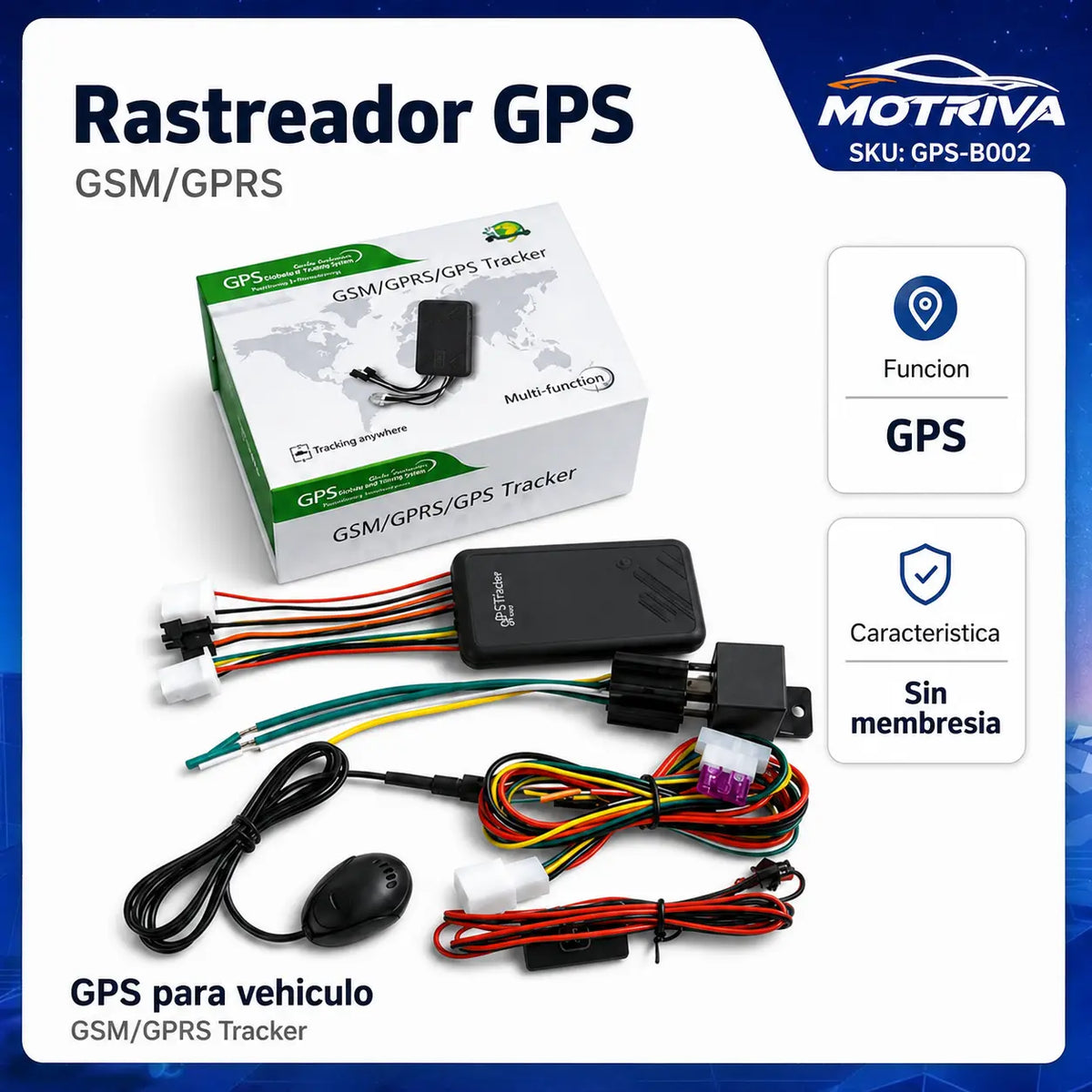 Rastreador GPS GSM/GPRS para Vehículo Sin Membresía – GPS-B002