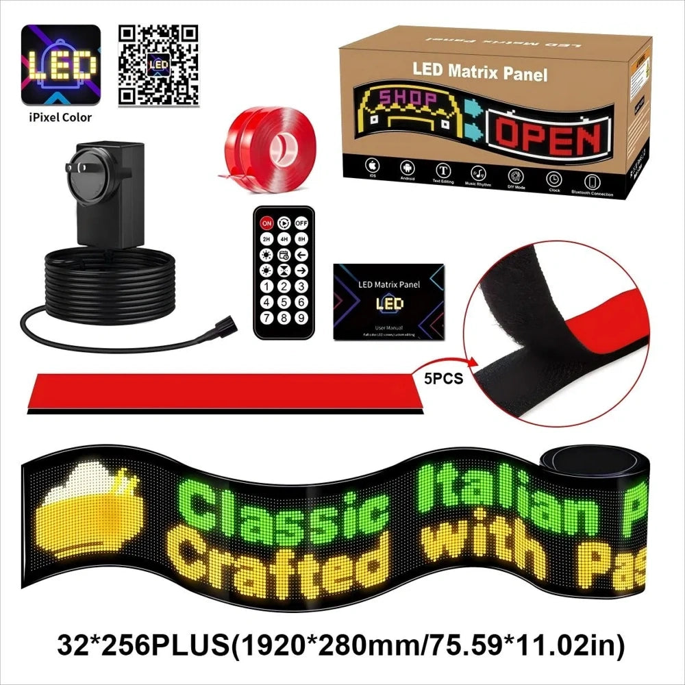 Pantalla LED ultra larga de doble línea para auto con control por app