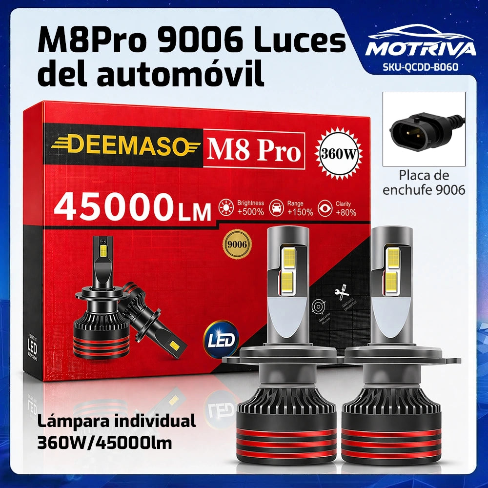 Bombillo LED M8 Pro 9006 para Auto 360W 45000LM Alta Potencia