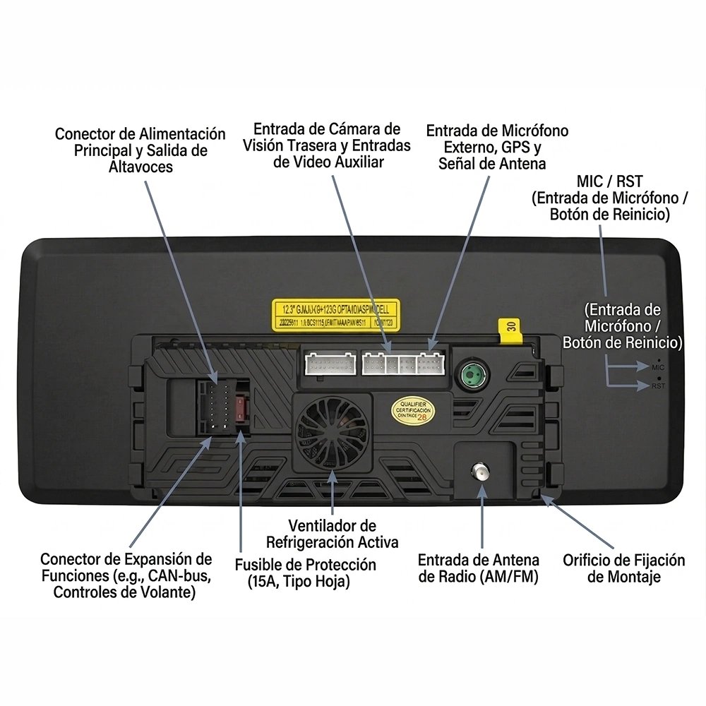 Radio Android 12.3" para Auto con CarPlay + Bluetooth