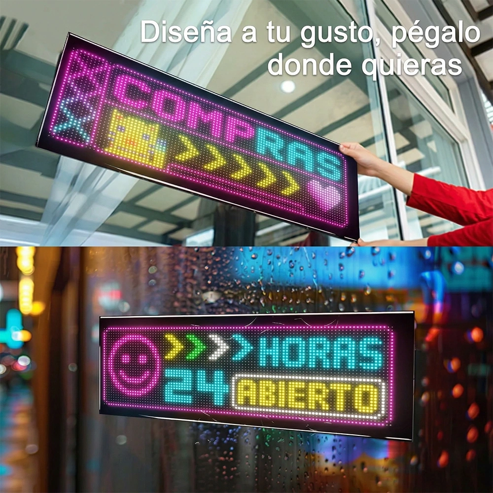 Pantalla LED ultra larga de doble línea para auto con control por app