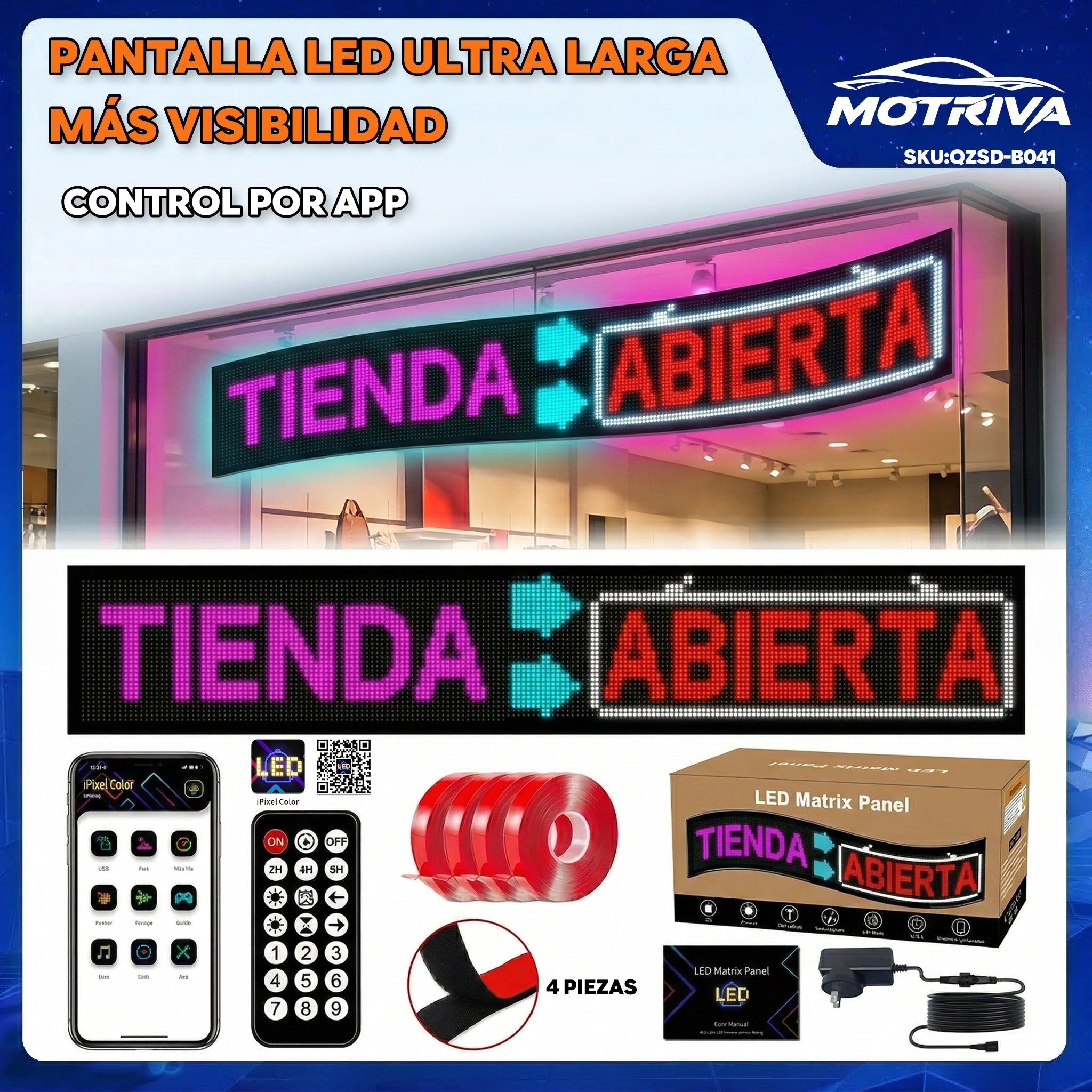 Pantalla LED ultra larga de doble línea para auto con control por app