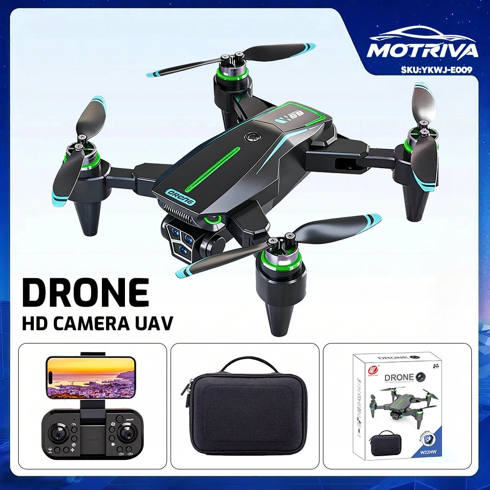 Drone W22HW con Doble Cámara HD + Flujo Óptico, Motor Brushless, Plegable 2.4G, Control WiFi y Batería Extra