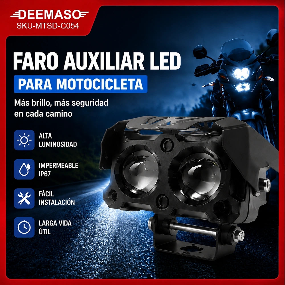 Faro Auxiliar LED Doble con Ventilador 25W para Motocicleta DEEMASO – MTSD-C054