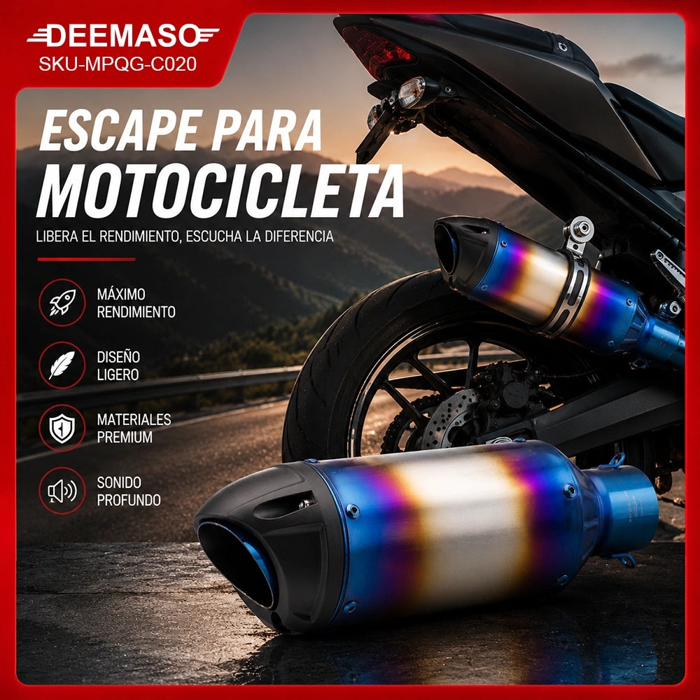 Escape Deportivo Universal para Motocicleta DEEMASO MPQG-C020 Azul Titanio