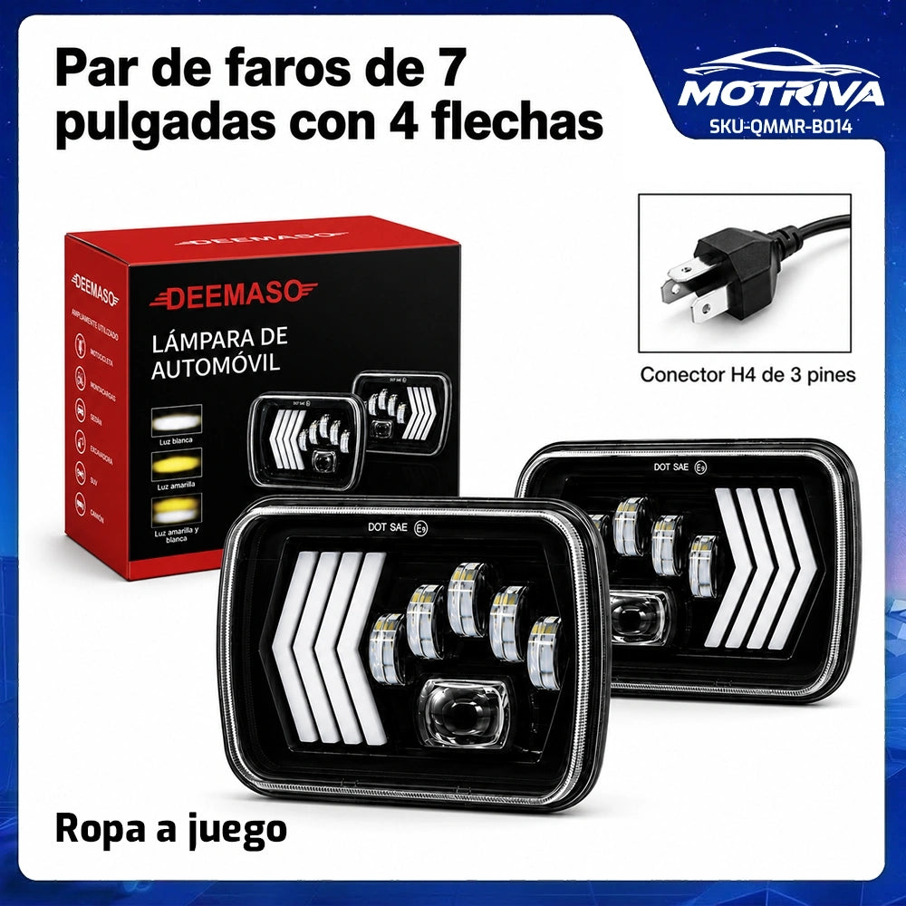 7" 4 Arrow LED Truck Headlights H4 12-36V Pair