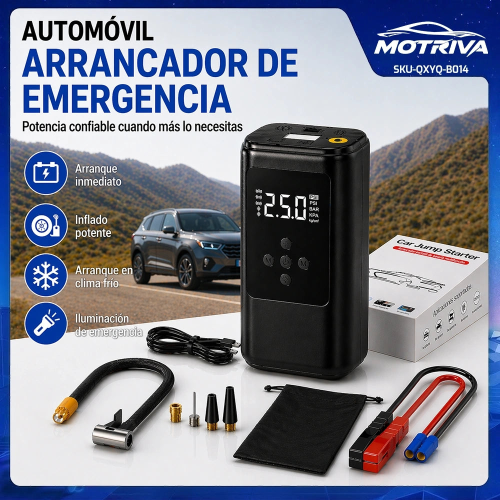 Arrancador de Emergencia para Auto con Inflador de Aire Integrado Negro