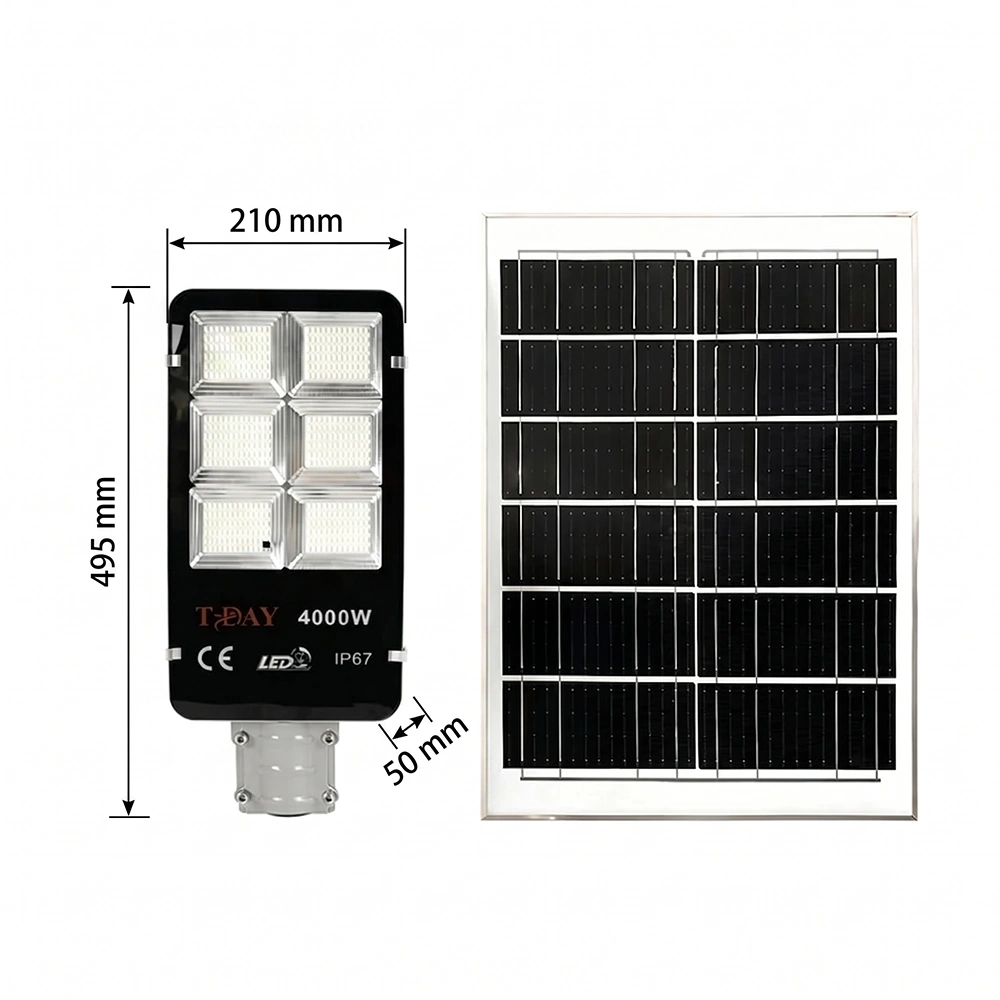 Luminaria Solar LED 4000W para Exterior con Panel Solar y Control Remoto IP67