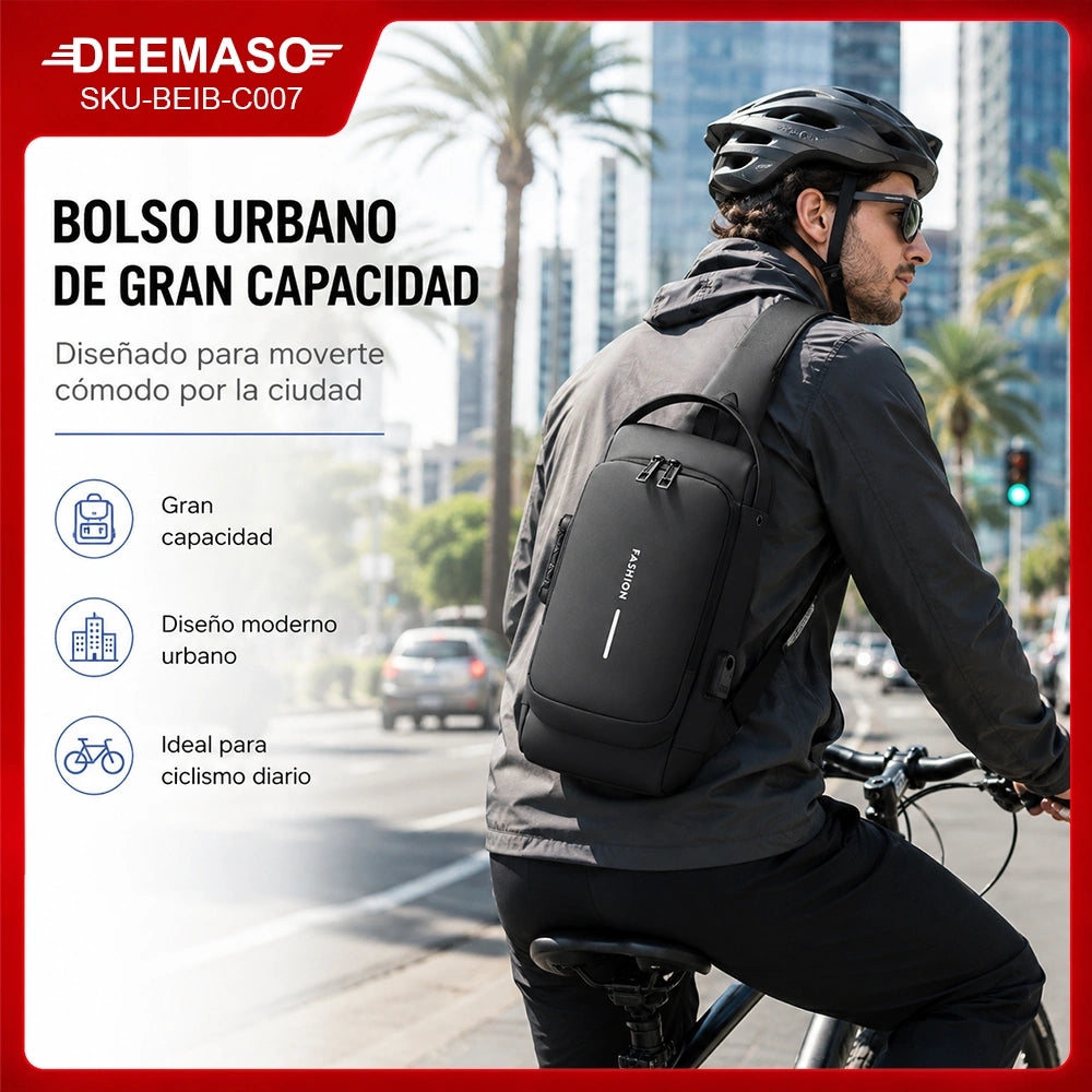 Men's Motorcycle Chest Bag with Combination Lock