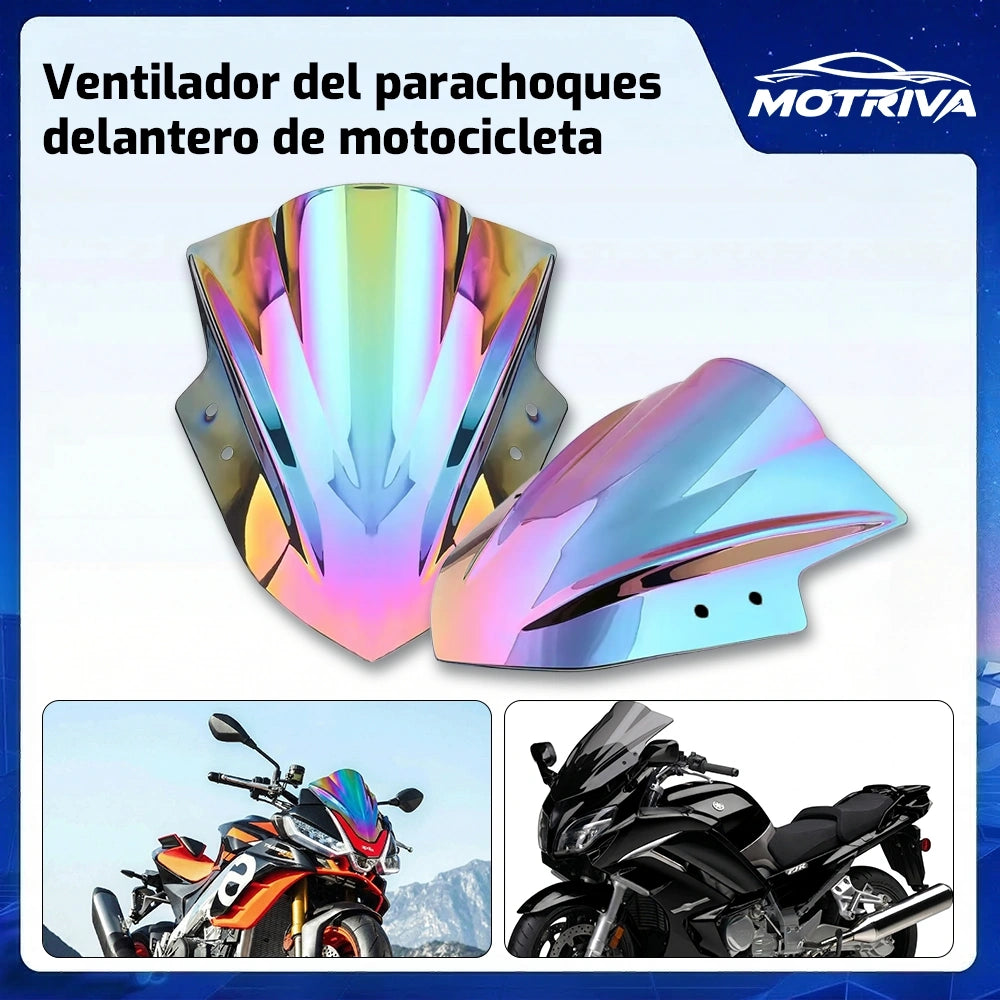 Parabrisas delantero para motocicleta efecto arcoíris cromado, visor aerodinámico PC universal 443g