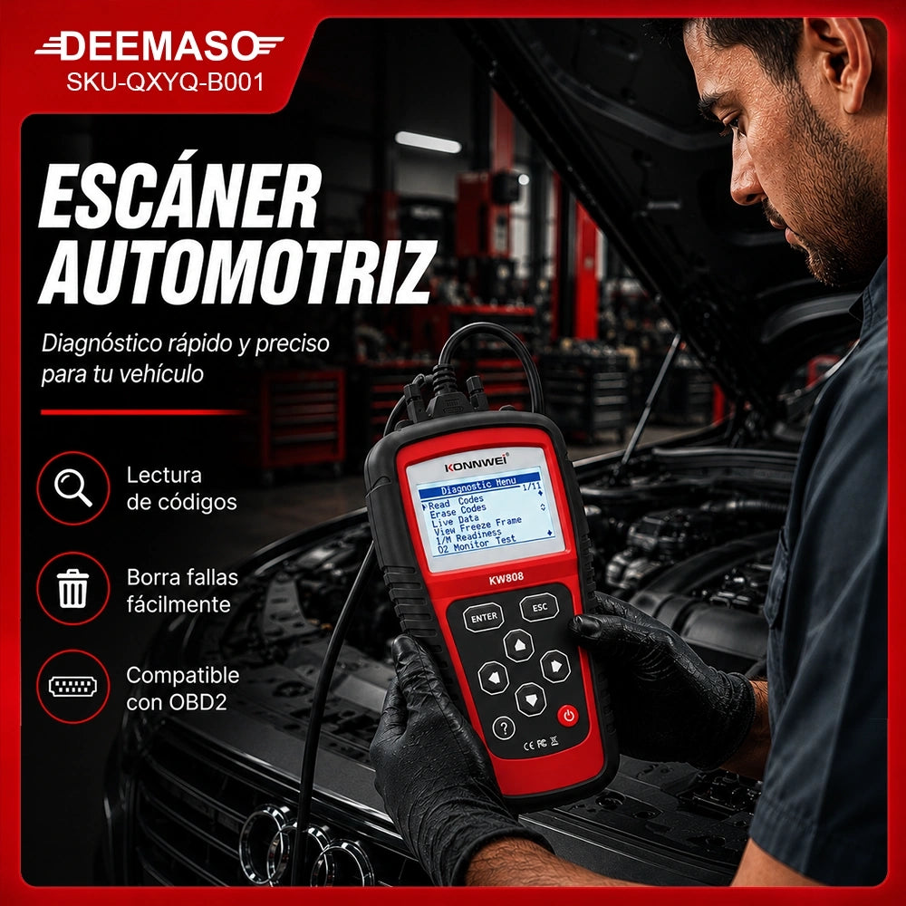Escáner Automotriz OBD2 KW808 | Lector de Códigos y Diagnóstico Vehicular