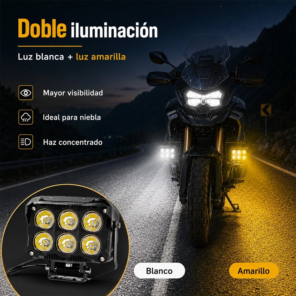 Juego de 2 Faros Auxiliares LED 6 Lentes 70W para Motocicleta DEEMASO – MTSD-C116