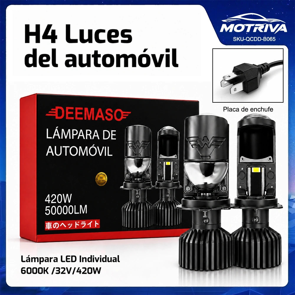 DEEMASO Luz LED H4 420W 50000LM 6000K IP67