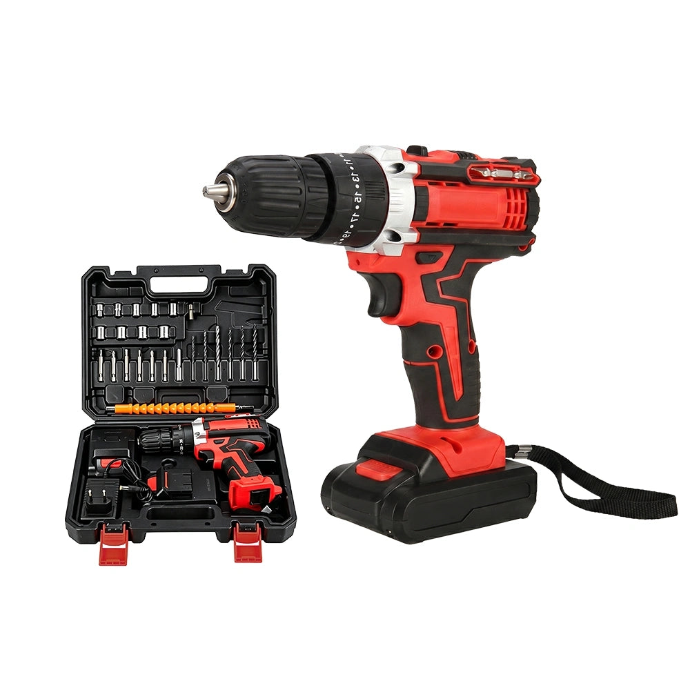 Taladro Inalámbrico 48V con Batería de Litio – Kit Completo 24 Piezas con Maletín | Doble Batería + Función Percusión