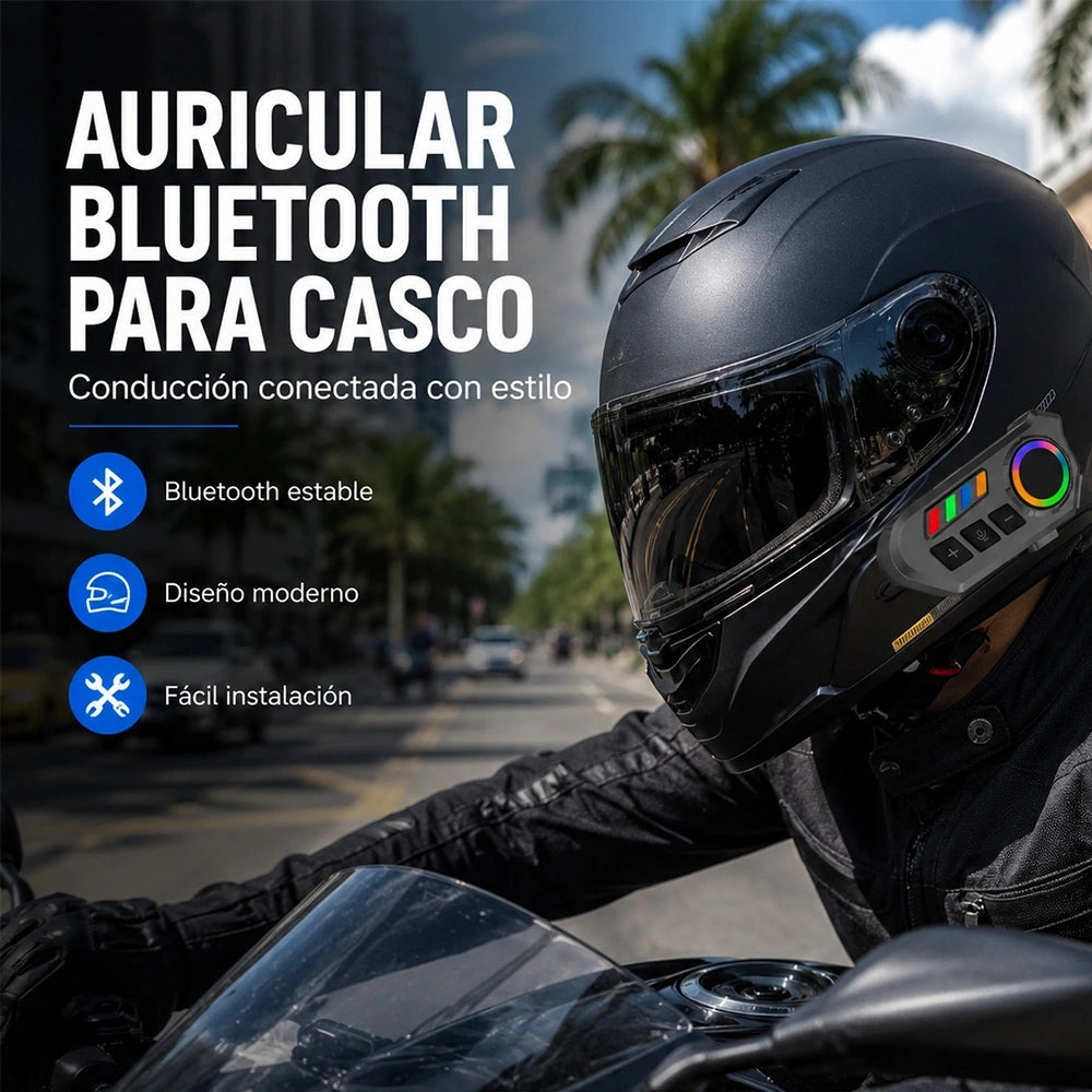 Auricular Bluetooth MTMAX K06A para Casco de Moto con Luz RGB