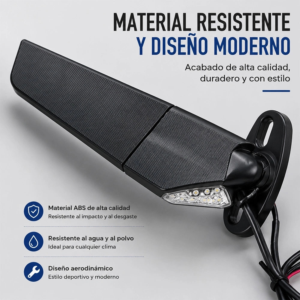MOTRIVA Espejo Retrovisor para Motocicleta con Luz LED