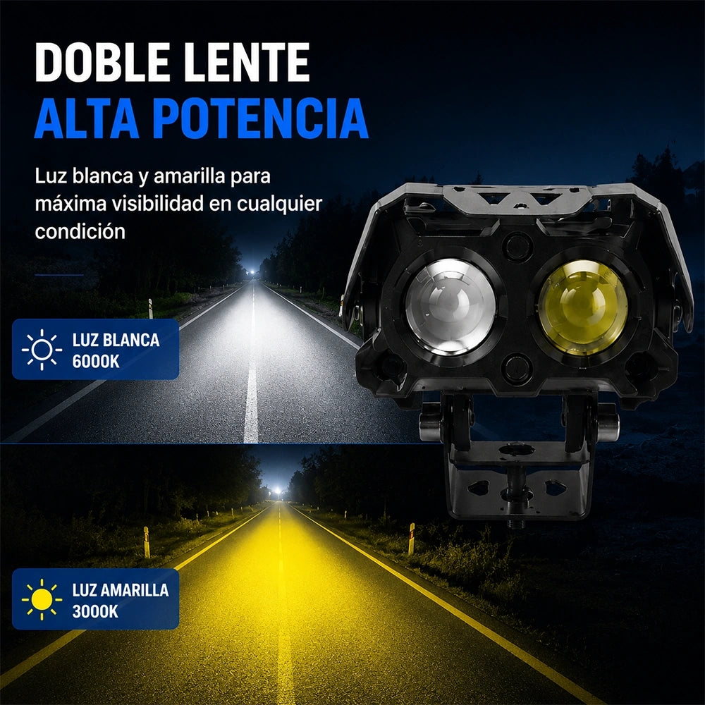 Faro Auxiliar LED Doble con Ventilador 25W para Motocicleta DEEMASO – MTSD-C054