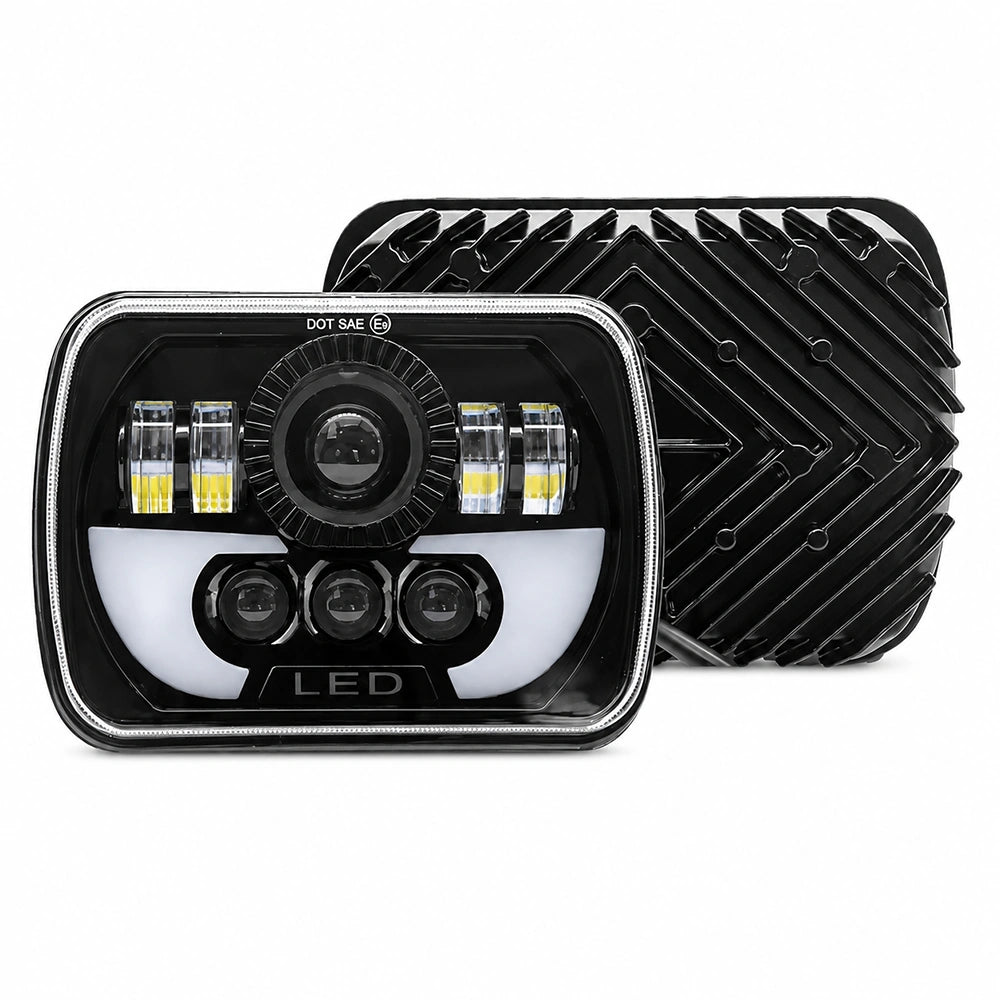 7" Square Horn LED Truck Headlight H4 12-36V