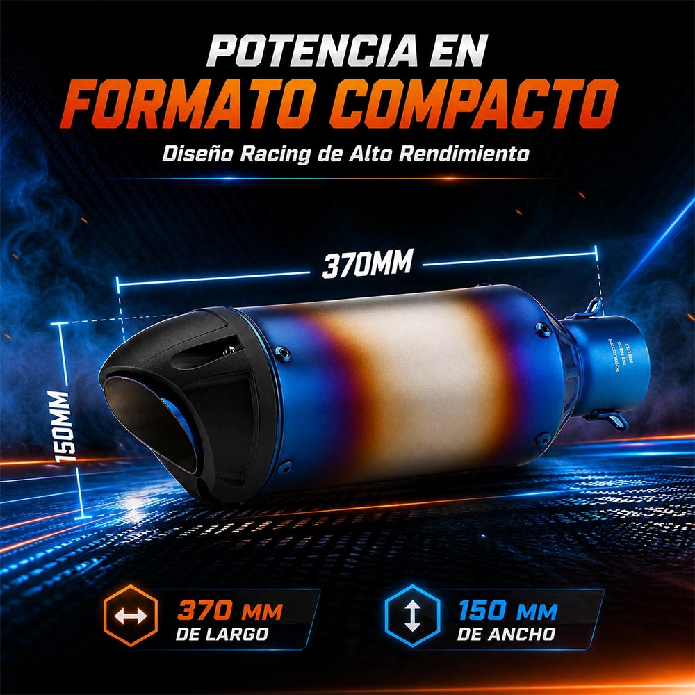 Escape Deportivo Universal para Motocicleta DEEMASO MPQG-C020 Azul Titanio