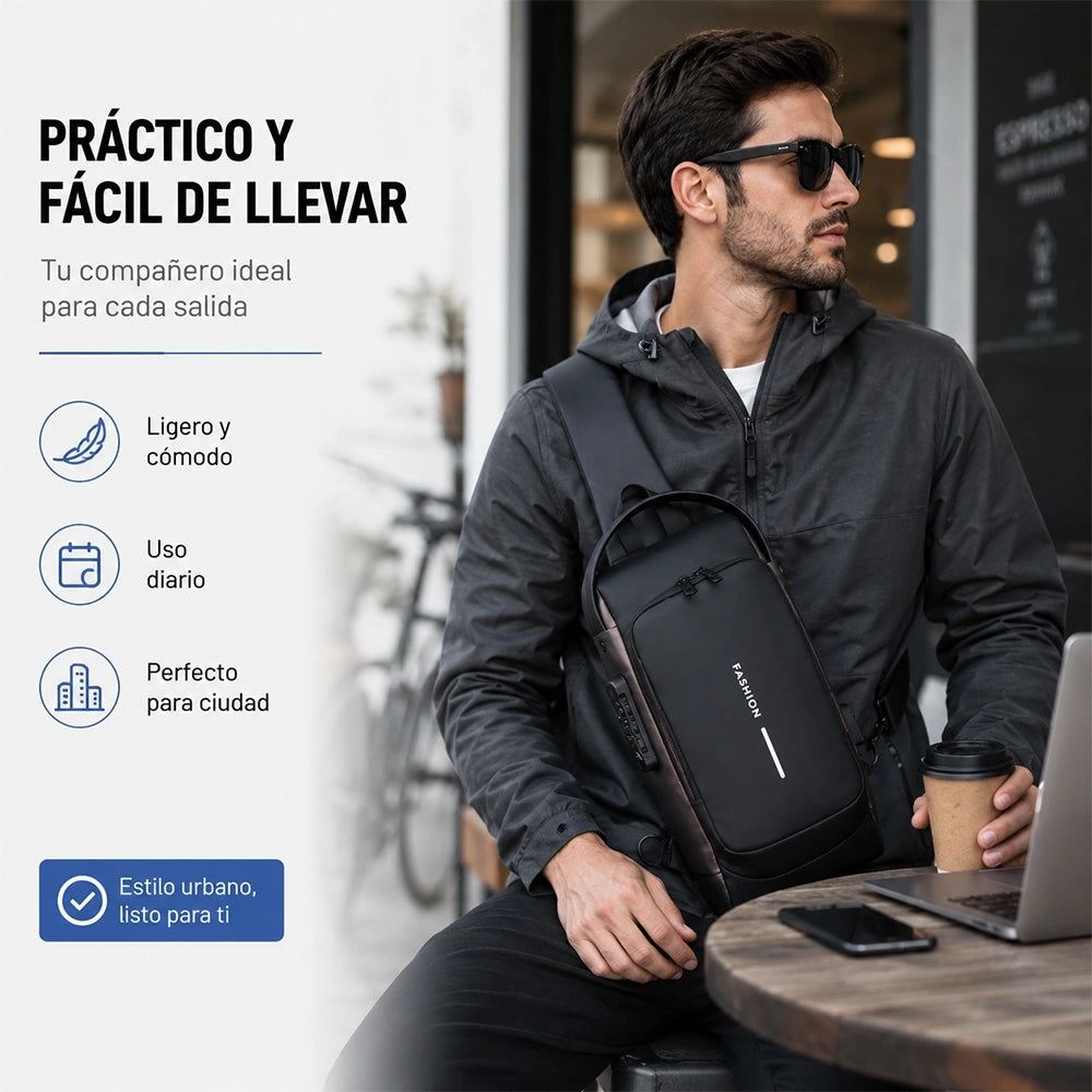 Men's Motorcycle Chest Bag with Combination Lock