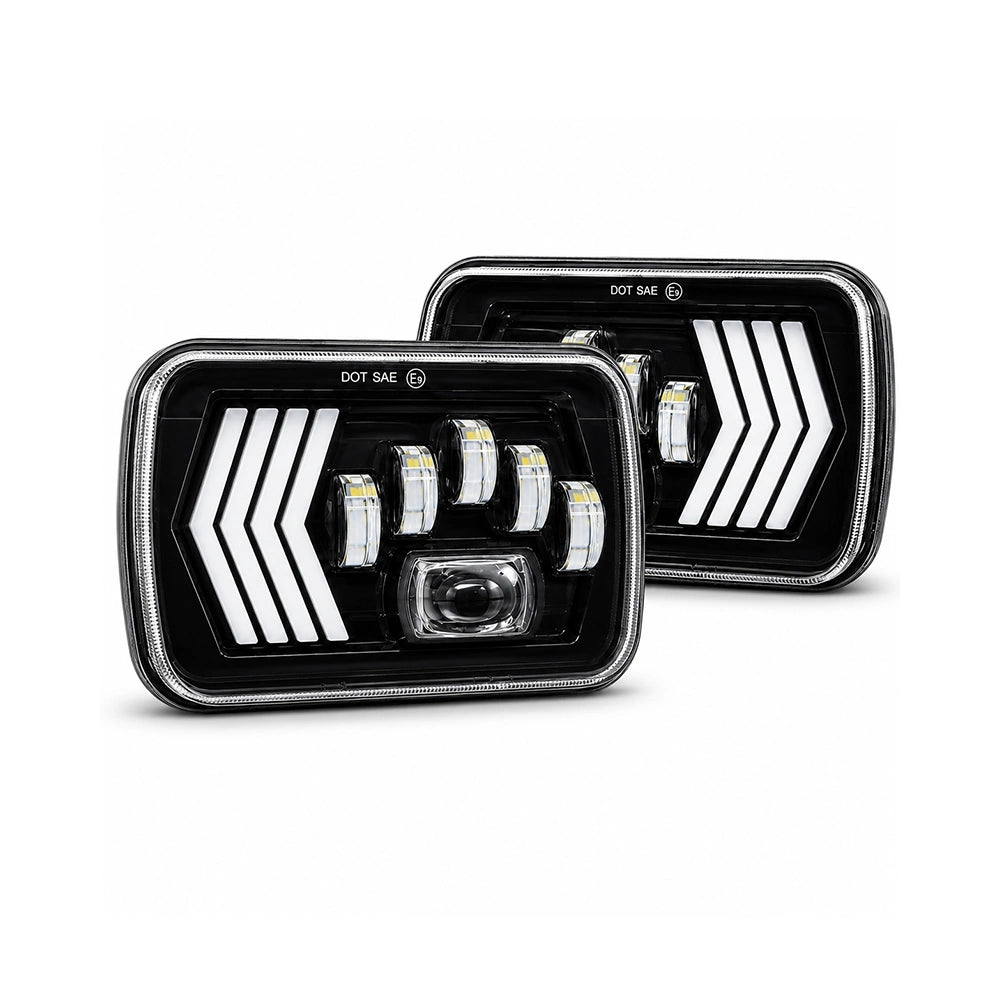 7" 4 Arrow LED Truck Headlights H4 12-36V Pair
