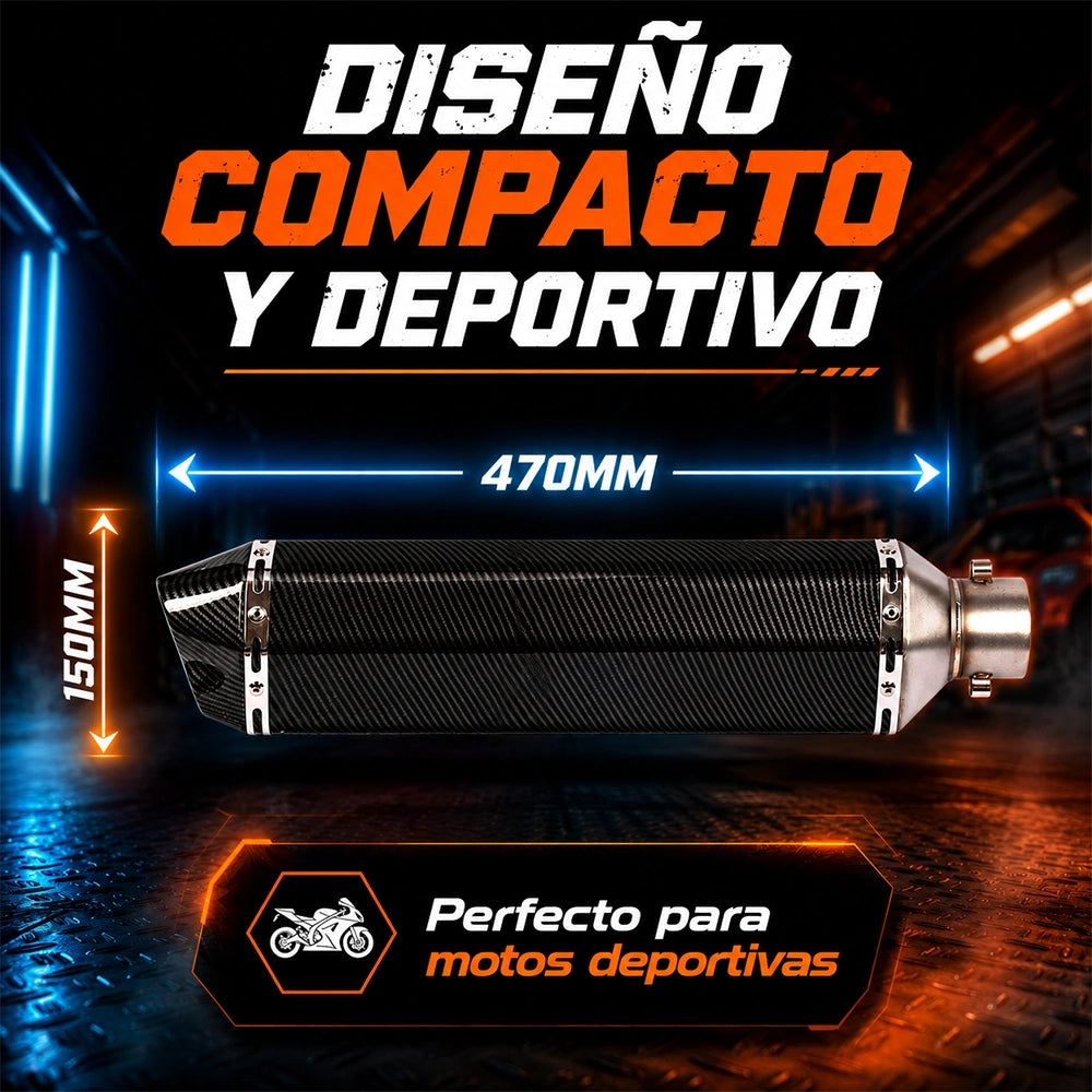 Escape Deportivo DEEMASO MPQG-C001 para Motocicleta con Diseño Fibra de Carbono y Silenciador