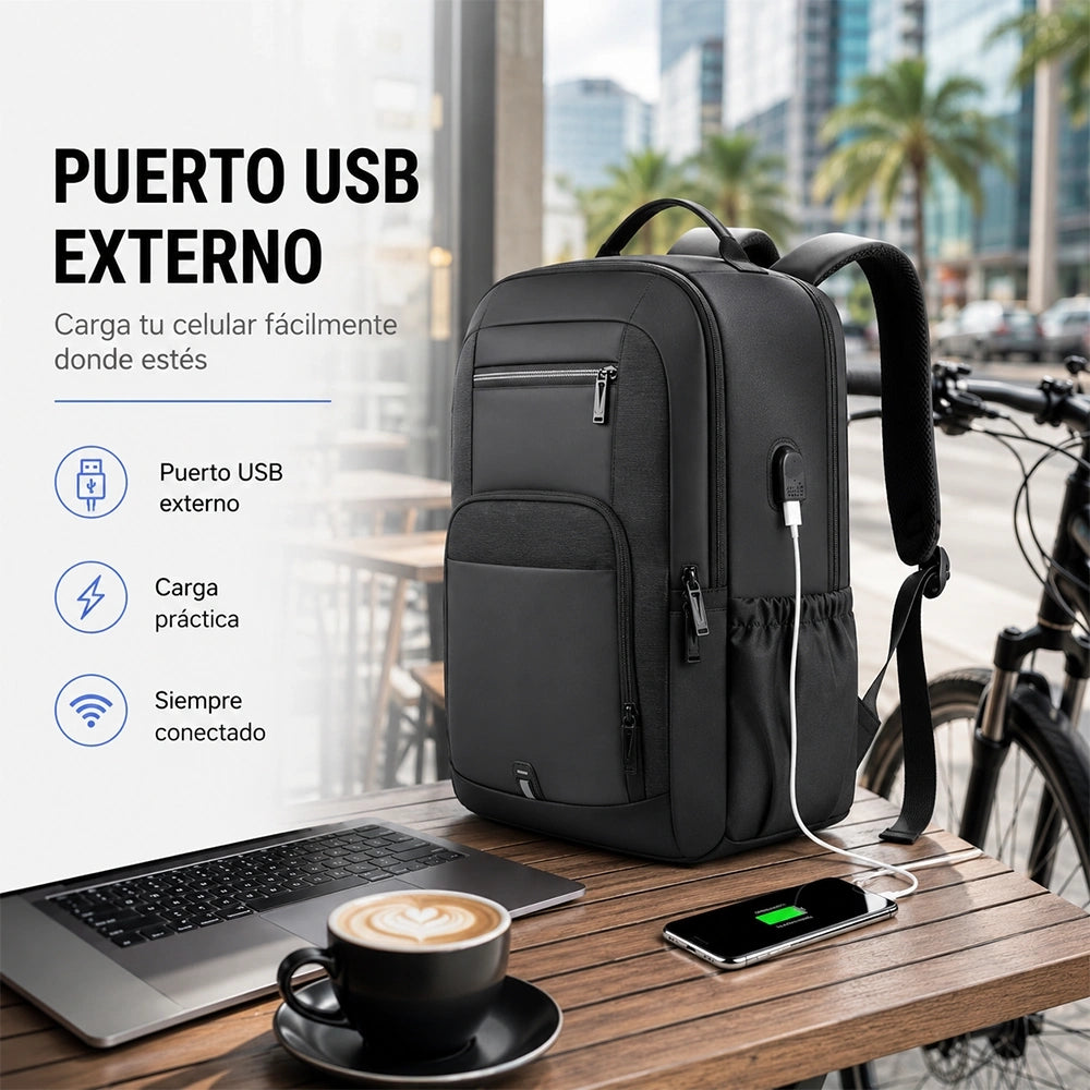 Expandable Men's Backpack Waterproof Oxford Bag