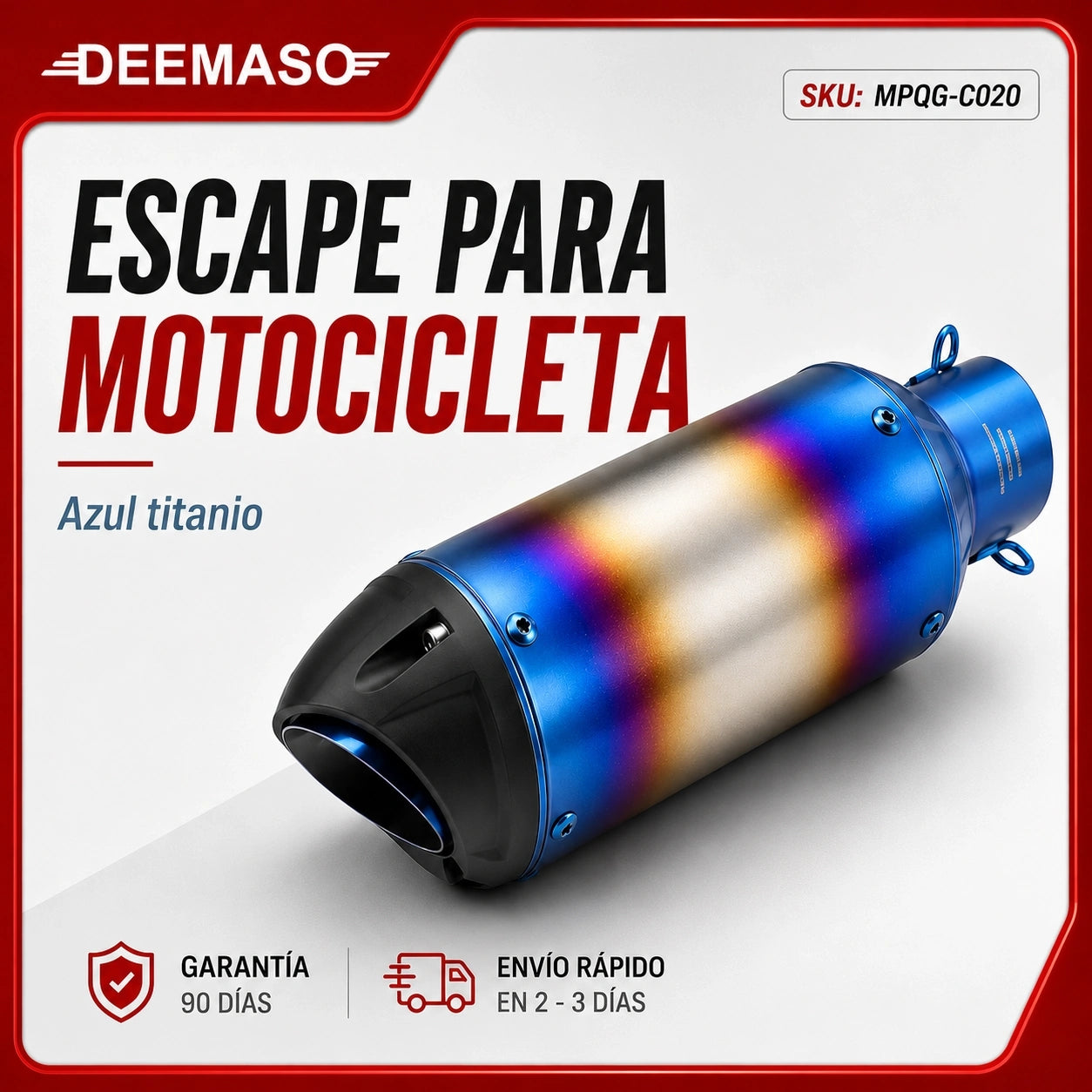 Escape Deportivo Universal para Motocicleta DEEMASO MPQG-C020 Azul Titanio